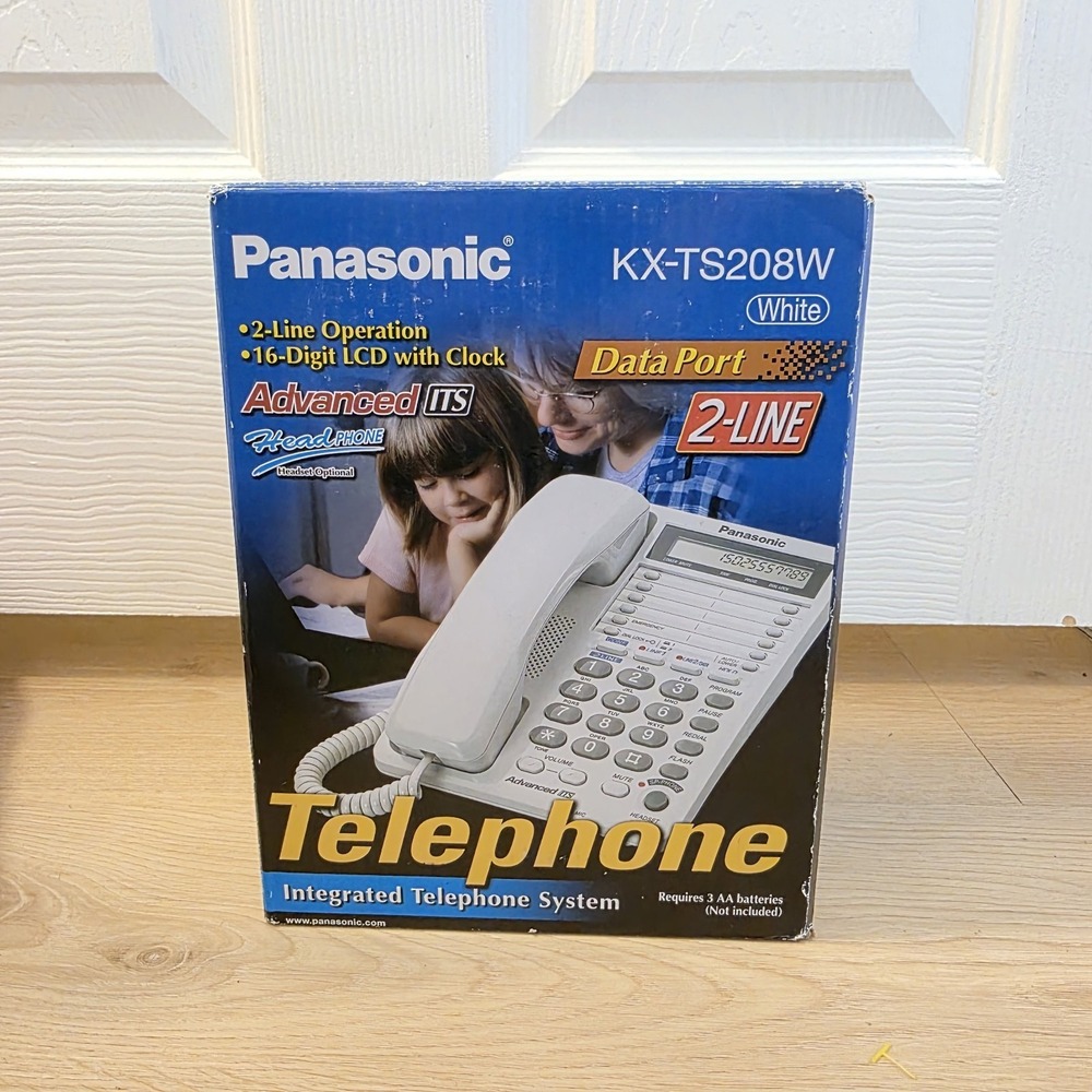 Panasonic KX-TS208W (White)‎ 2-Line Feature Phone with 16-Digit LCD